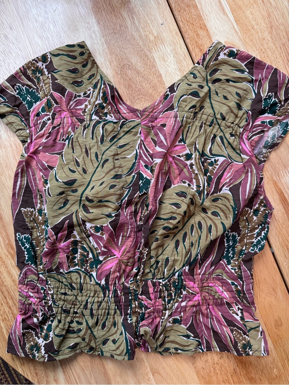 Madewell Pink and Olive Tropical Print Blouse - Picture 4 of 4
